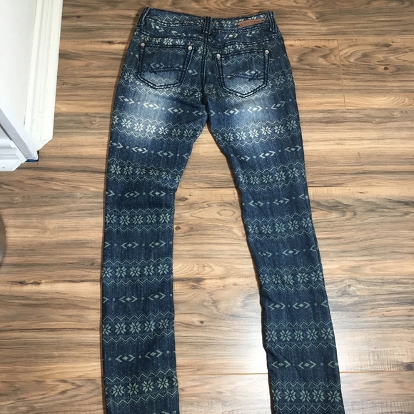 Almost Famous Skinny Patterned Jeans Size 0 - Picture 6 of 7